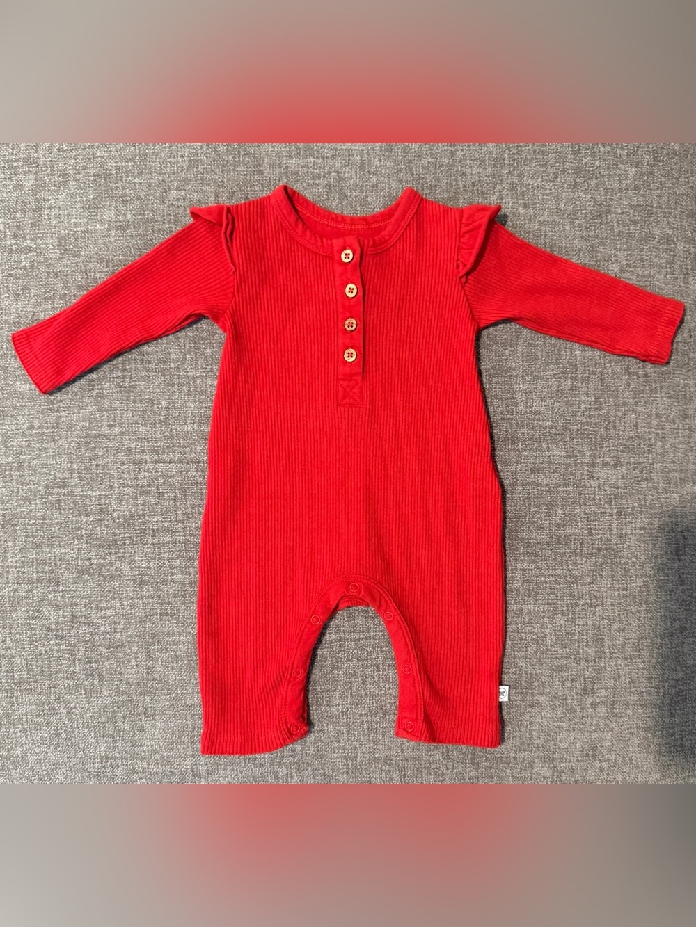 The Honest Company Red Ribbed Button-Front Baby One-Piece 0-3m